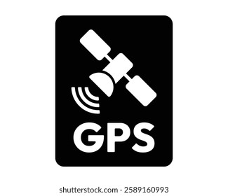 GPS Satellite Signal Icon Black and White High Quality Vector