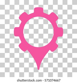GPS Settings icon. Vector illustration style is flat iconic symbol, pink color, transparent background. Designed for web and software interfaces.