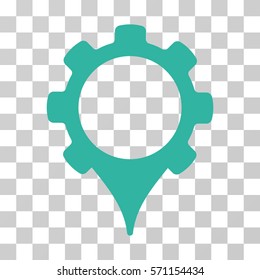 GPS Settings icon. Vector illustration style is flat iconic symbol, cyan color, transparent background. Designed for web and software interfaces.