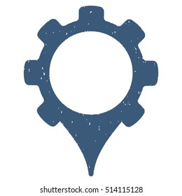 GPS Settings rubber seal stamp watermark. Icon vector symbol with grunge design and dust texture. Scratched blue ink emblem on a white background.