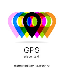 GPS - the sign location. Template logo.