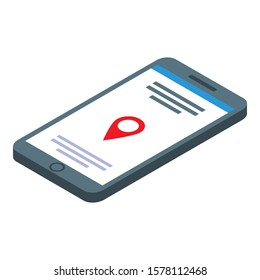 Gps smartphone location icon. Isometric of gps smartphone location vector icon for web design isolated on white background