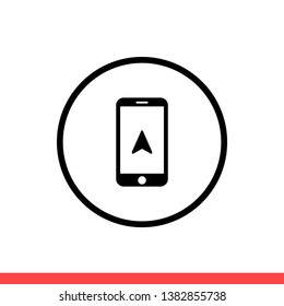 Gps smartphone vector icon, navigation symbol. Simple, flat design for web or mobile app