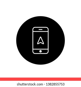 Gps smartphone vector icon, navigation symbol. Simple, flat design for web or mobile app