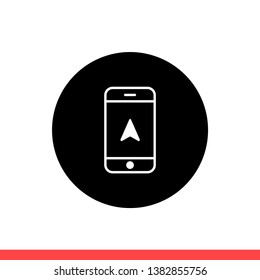 Gps smartphone vector icon, navigation symbol. Simple, flat design for web or mobile app