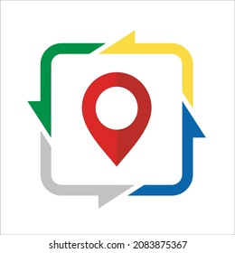 GPS with square with 4 arrows on outside.
