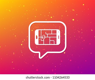 Gps street navigation with dinosaur egg icon. Dino egg concept. Soft color gradient background. Speech bubble with flat icon. Vector