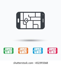 Gps street navigation with dinosaur egg icon. egg concept. Colored flat web icon on white background. Vector