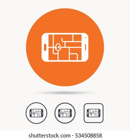 Gps street navigation with dinosaur egg icon. egg concept. Orange circle button with web icon. Star and square design. Vector