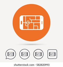 Gps street navigation with dinosaur egg icon. egg concept. Circle, speech bubble and star buttons. Flat web icons. Vector