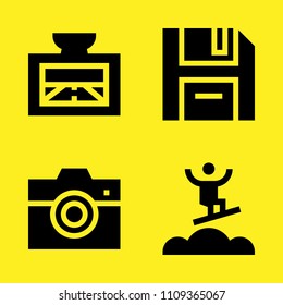 gps, surfing, photo camera and diskette vector icon set. Sample icons set for web and graphic design