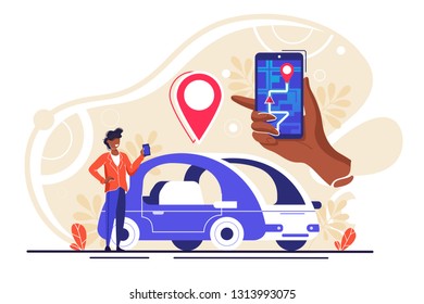 Sistema Gps, visualización cartográfica, ubicación en el mapa de la ciudad, navegación en el smartphone y la tablet, el camino está pavimentado al camión