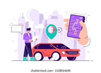 	
Gps system, cartography display, location on the city map, navigation in the smartphone and tablet, the path is paved to the car. Flat style vector illustration
for web page, social media, documents