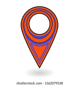 GPS tag. Vector sketch with shadow. Isolated.