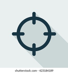 GPS target location icon in flat design style. Location icon as silhouette isolated on clear background. Vector EPS8 illustration.