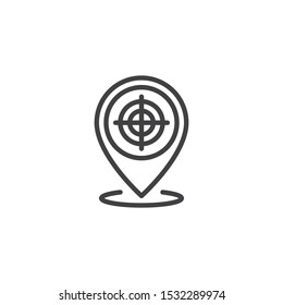 GPS target location line icon. linear style sign for mobile concept and web design. Location targeting outline vector icon. Symbol, logo illustration. Vector graphics