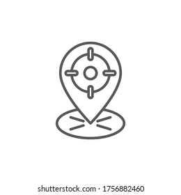 GPS con el símbolo del vector de ubicación de destino aislado en fondo blanco