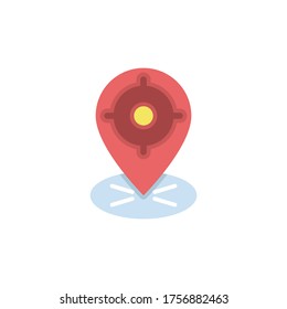 GPS with target location vector icon symbol isolated on white background