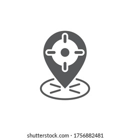 GPS with target location vector icon symbol isolated on white background