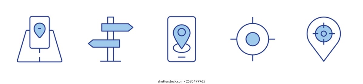 gps, targeting, ar, direction. Navigation Icon vector illustration. Line Duotone style. Editable stroke.