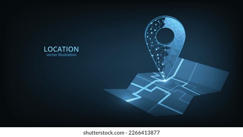 GPS-Technologie-Hintergrund.Vektorsymbol Gps auf dunkelblauem Hintergrund.Reisewegkonzept. Finde Reise, Geo-Punkt. Location Navigator, Vektorgrafik.	