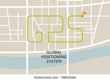 GPS technology interface. Navigator system. 3D road map background.