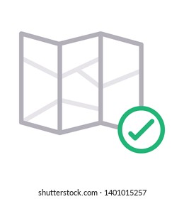 GPS tick vector color line icon