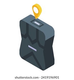 Gps tracker app icon isometric vector. Navigation data. System order