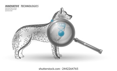 Jeton GPS para mascotas. Tecnología de perros y gatos encontrando en el mapa aplicación móvil. Ilustración vectorial de etiqueta de seguimiento de gadgets de exploración de salud y veterinaria