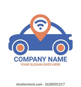 GPS Tracking Car Logo with wifi Signal Vector Illustration