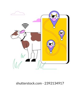 GPS tracking collars isolated cartoon vector illustrations. Livestock tracking and geofencing, modern agriculture, smart farming, managing farms using technologies like IoT vector cartoon.