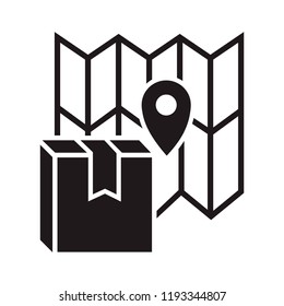 Gps tracking delivery box icon. Simple illustration of gps tracking delivery box vector icon for web design isolated on white background