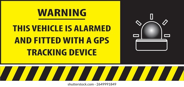 GPS Tracking device fitted alarmed vehicle sign notice vector