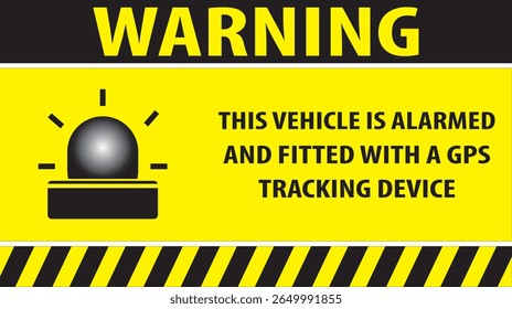 GPS Tracking device fitted alarmed vehicle sign notice vector