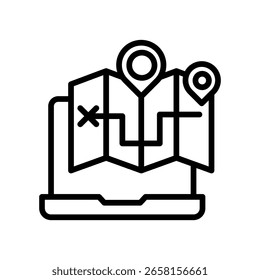 Ilustración vectorial de línea de icono de seguimiento de GPS