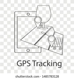 GPS Tracking icon on transparency background. Line vector illustration.