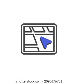 GPS-Kontrolllinie-Symbol. lineares Stilzeichen für mobiles Konzept und Webdesign. Navigationszeiger-Umriss-Vektorsymbol. Symbol, Logo-Abbildung. Vektorgrafik