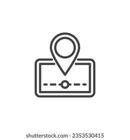 GPS tracking line icon. linear style sign for mobile concept and web design. Navigation tracking outline vector icon. Symbol, logo illustration. Vector graphics