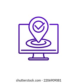 icono de línea de seguimiento gps en blanco