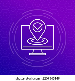 gps tracking line icon for web