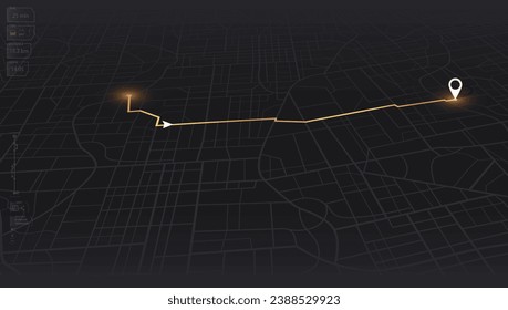 Gps tracking map. Abstract isometric location tracks dashboard. Track navigation pins on street maps, navigate mapping, locate position pin. Futuristic travel map or location navigator vector