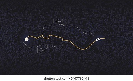 Gps tracking on city map. Track navigation pin on street maps, navigate mapping locate position pin. Abstract map background. Digital art. Editable vector illustration