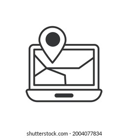 Gps Tracking vector outline icon style illustration. EPS 10 file 