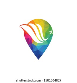 GPS travel vector logo design. Compass aircraft travel unique creative logo design.	