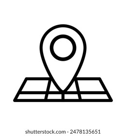 GPS-Vektorgrafik-Symbol. Schwarzes Map-Pin-Symbol. Minimalistisches lineares Symbol eines Positionsstifts, der einen Punkt auf einer einfachen Karte markiert