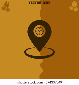 GPS vector  icon. Coffee symbol background.