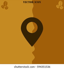 GPS vector  icon. Coffee symbol background.