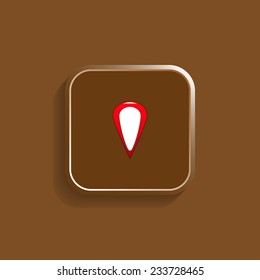 gps vector icon on a brown background with shadow