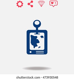 GPS vector icon on grey background.