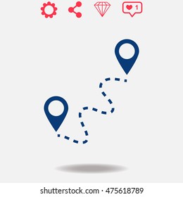 Gps vector icon on grey background.